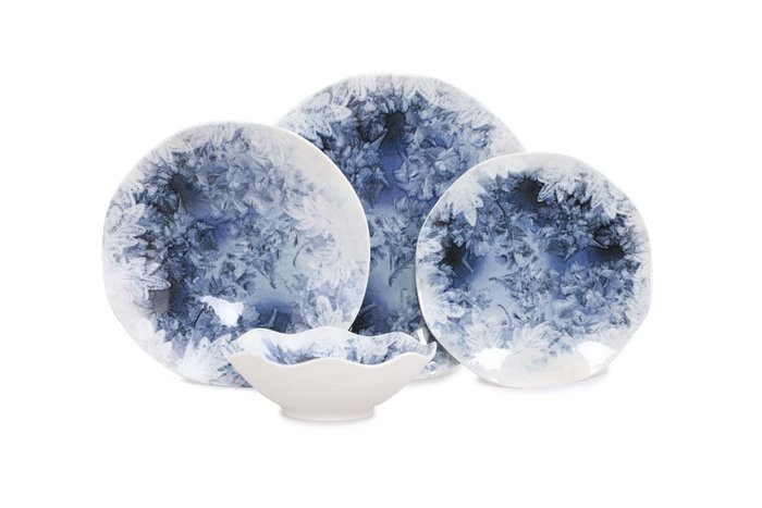 Hermia Vajilla de Porcelana de 24 Piezas Azul y Blanco Hermia Vajilla de Porcelana de 24 Piezas Azul y Blanco
